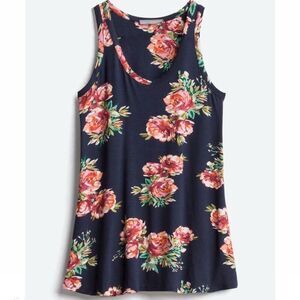 Loveappela Stitch Fix Ernest Floral Navy Blue Swing Tank Top